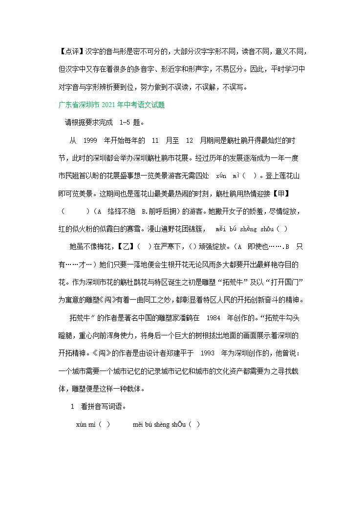 2021年全国各地中考语文试题精选汇编：字音字形（含解析）.doc第19页