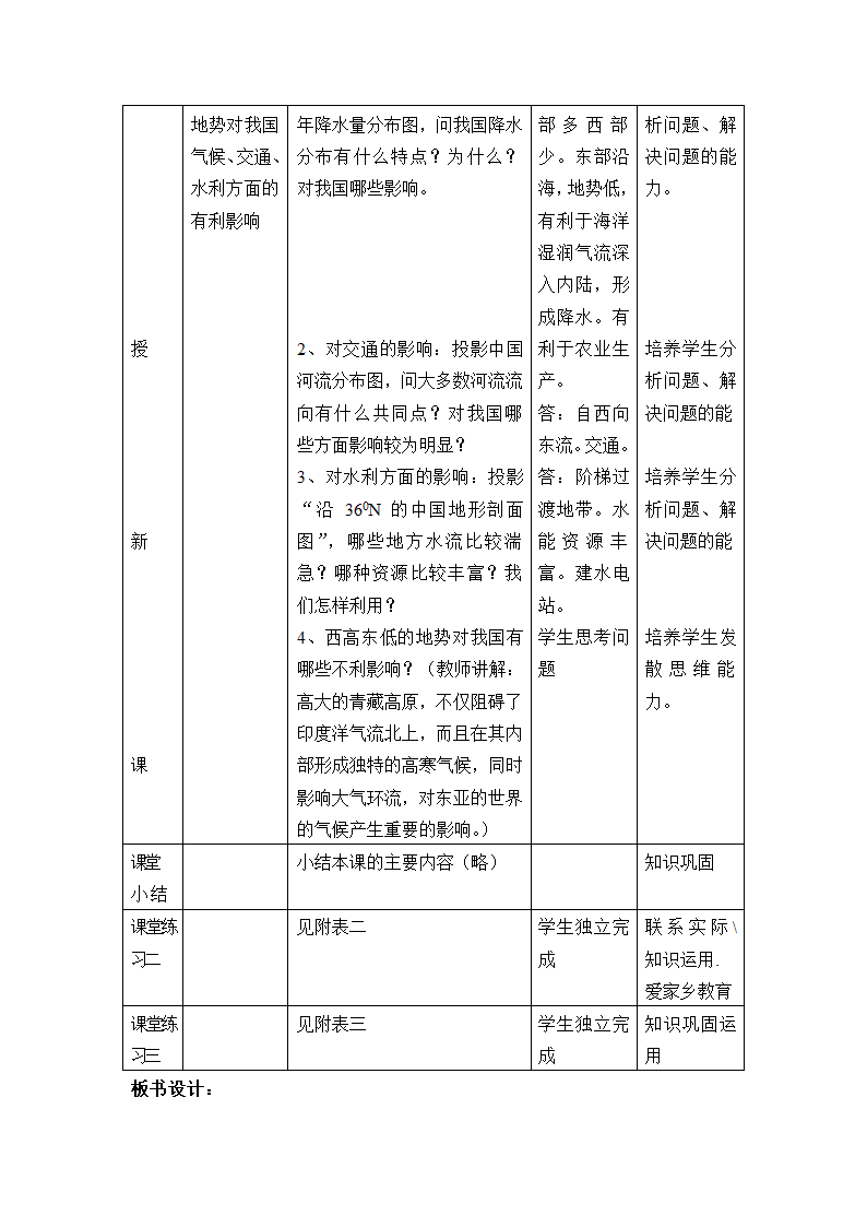 中图版七年级地理上册   3.1中国的地势与地形  第一课时 教案（表格式）.doc第5页