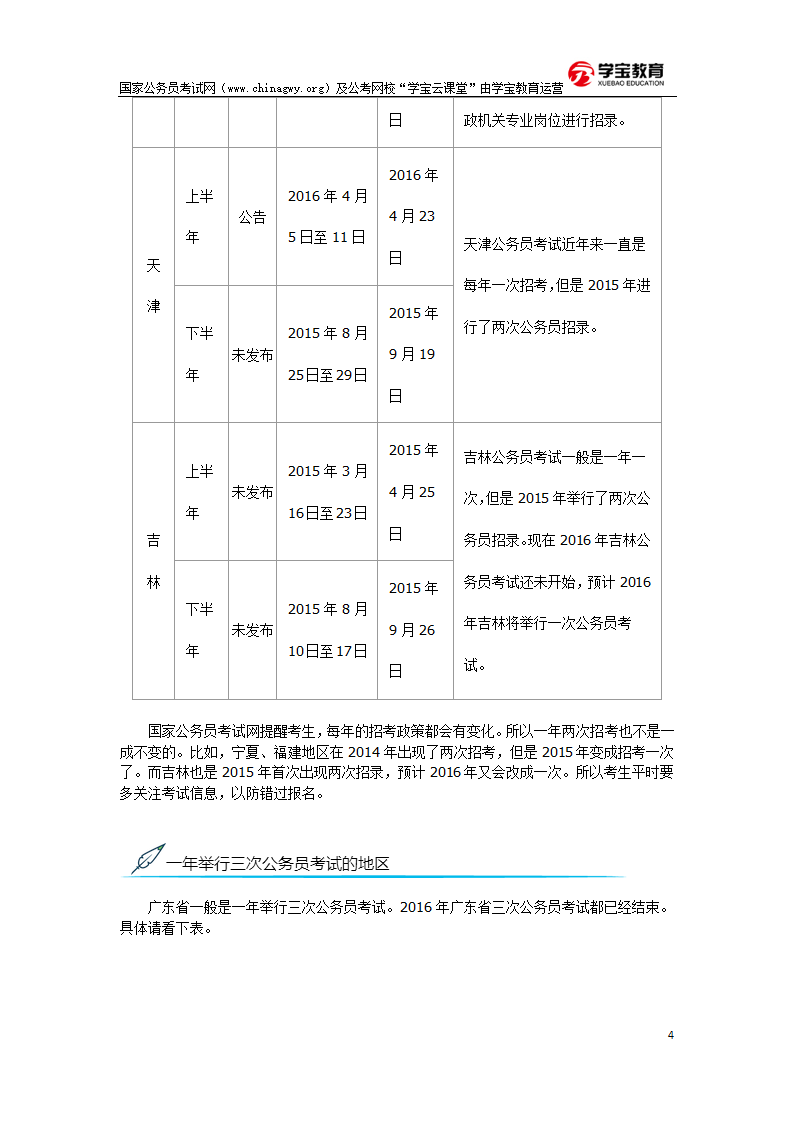 公务员考试一年一次和一年两次的省份盘点第4页