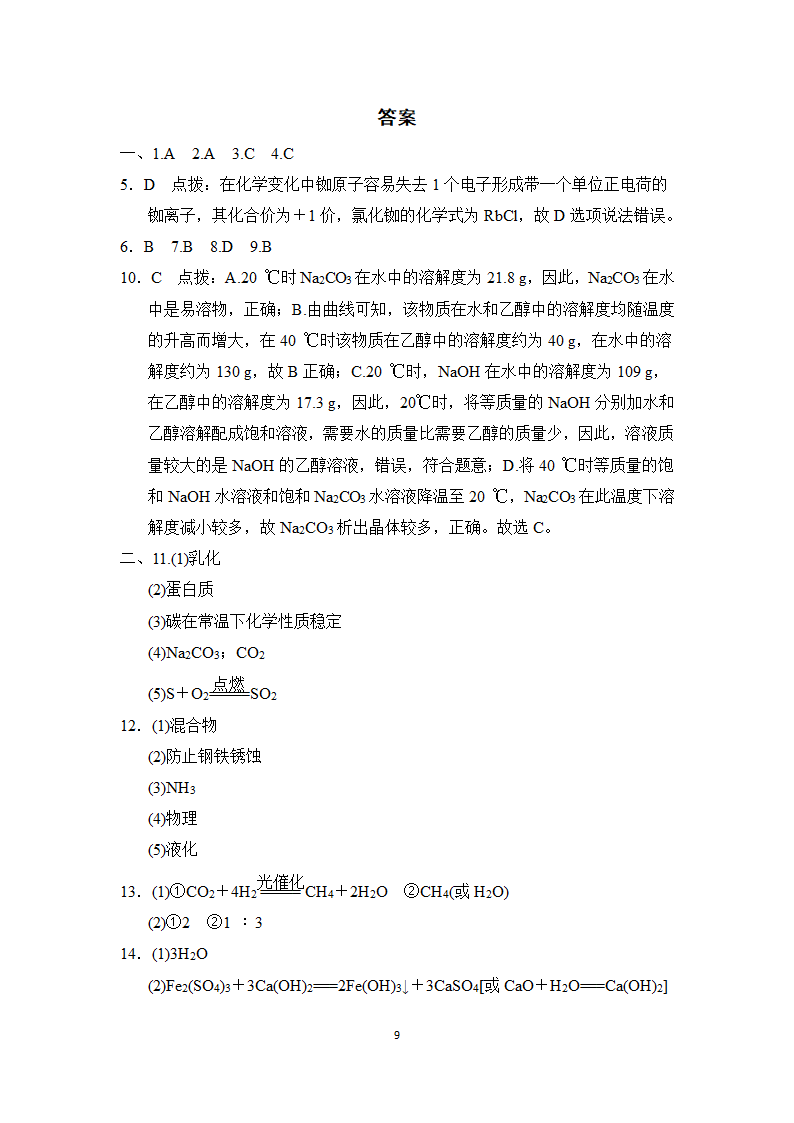 沪教版化学九年级下册 综合能力学情评估(二)（含答案）.doc第9页