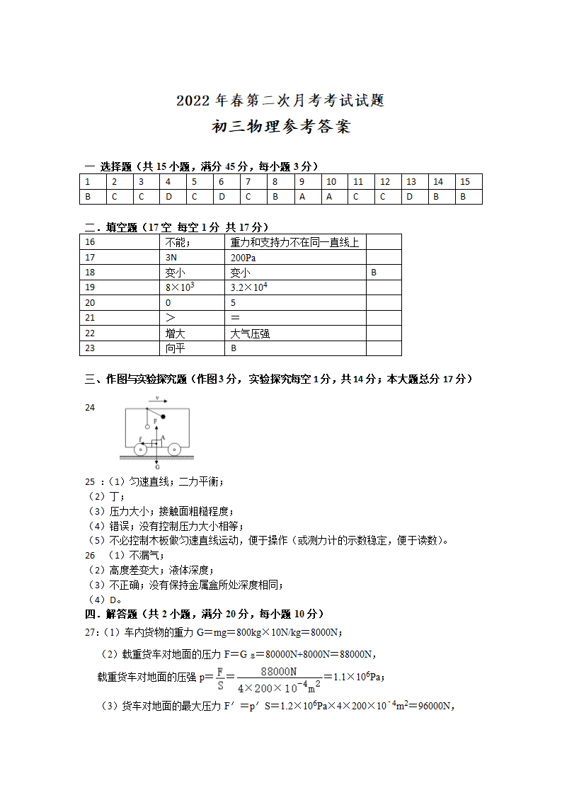 九年级2022年春第二次月考考试物理试题（含答案）.doc第7页