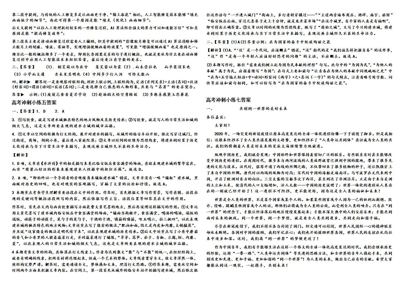 2022届高考语文考前冲刺小练（含答案）.doc第11页