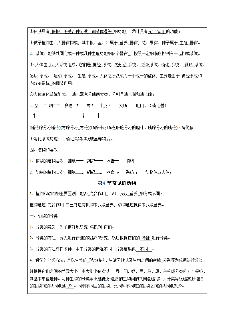 浙教版科学七年级上册  第二章 观察生物  单元复习 辅导教案.doc第5页