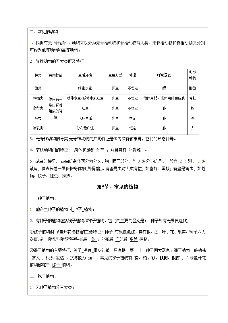 浙教版科学七年级上册  第二章 观察生物  单元复习 辅导教案.doc第6页