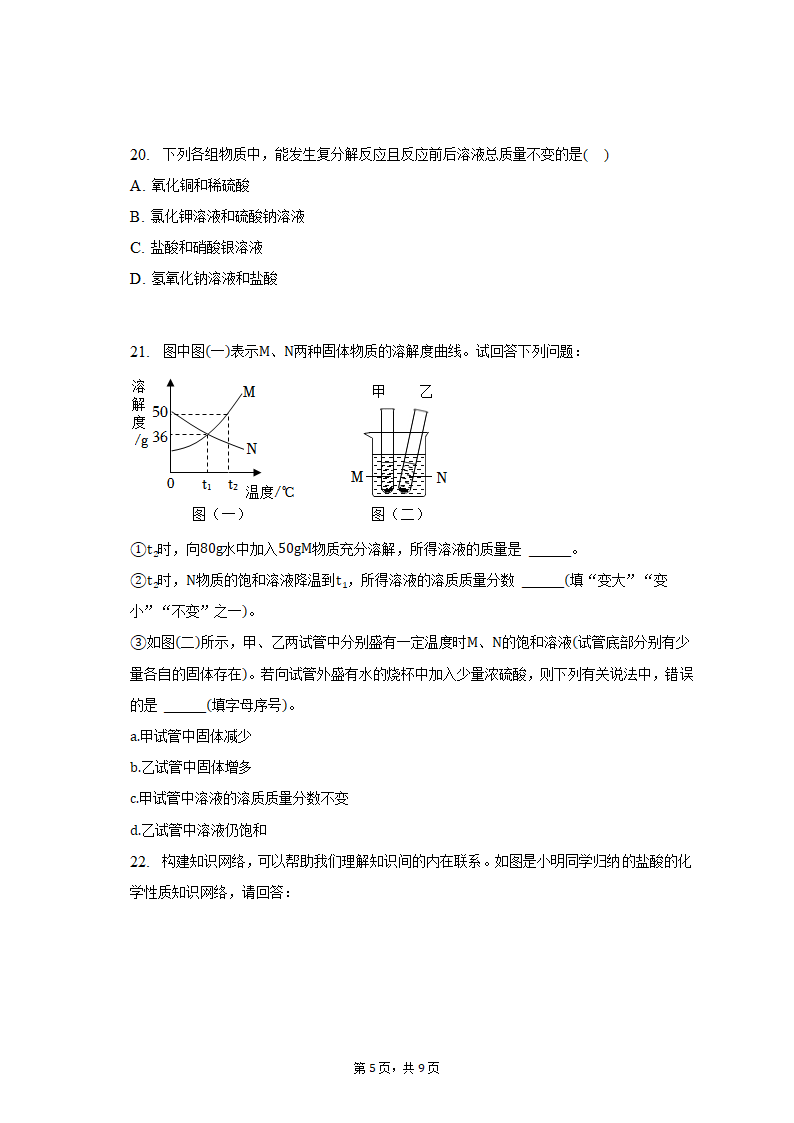 2022-2023学年山东省淄博市周村区九年级（上）期中化学试卷（无答案）.doc第5页