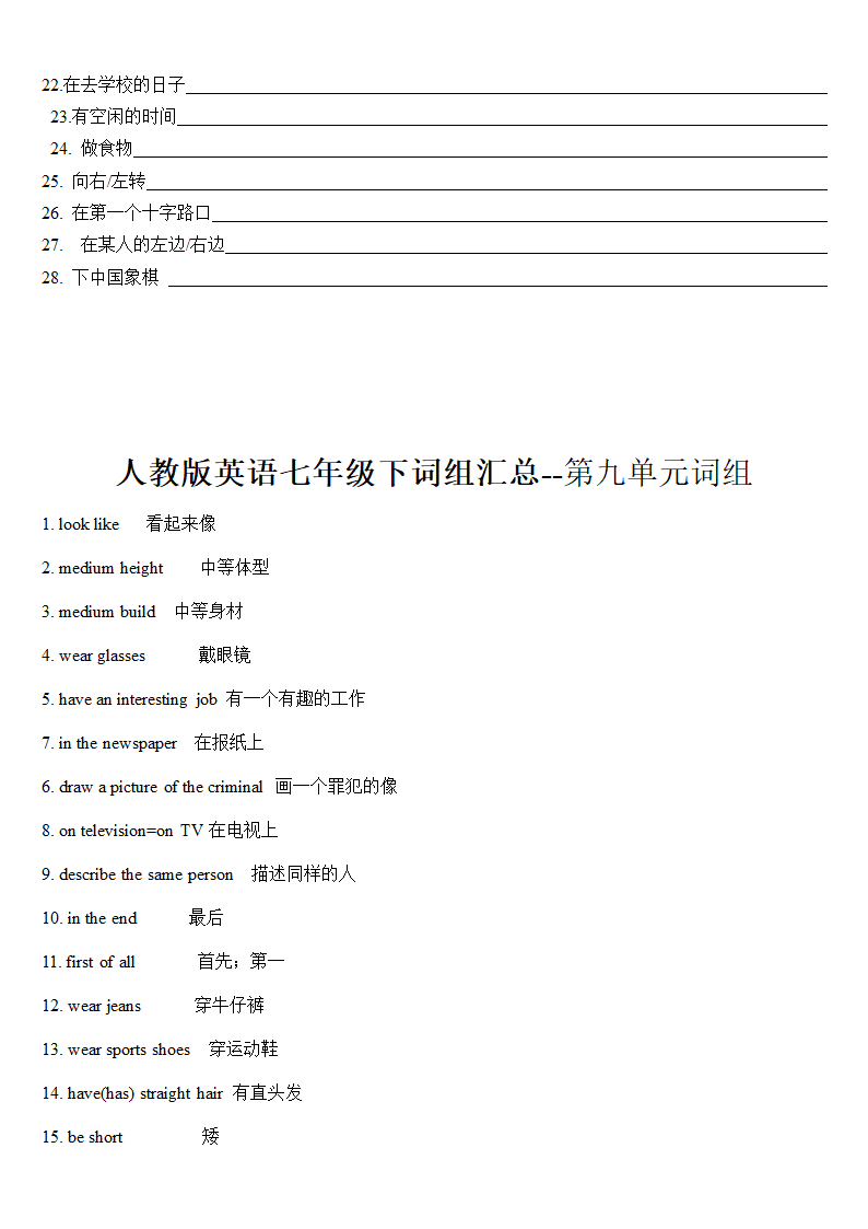 2021-2022学年人教版英语七年级下册Unit1-12单元词组汇总.doc第17页