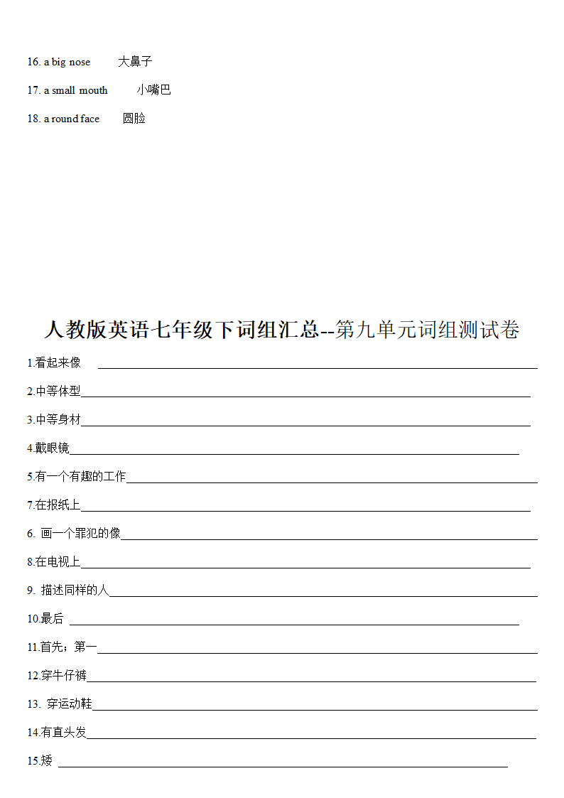 2021-2022学年人教版英语七年级下册Unit1-12单元词组汇总.doc第18页