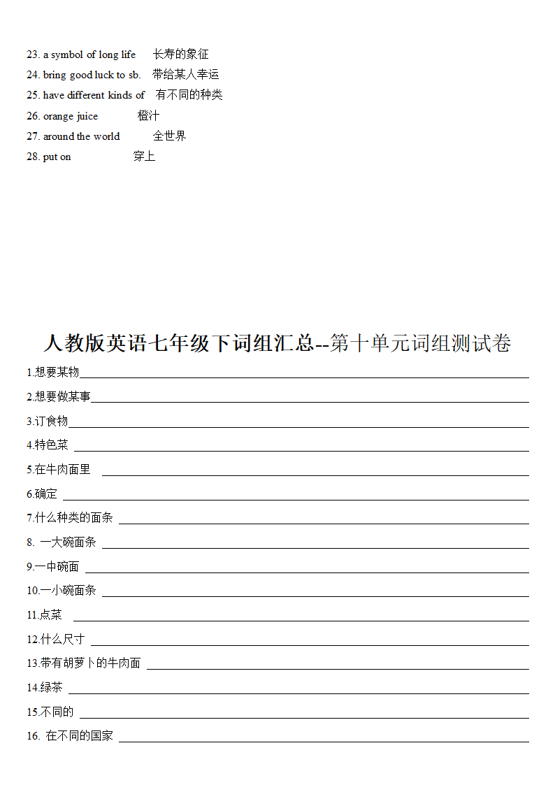 2021-2022学年人教版英语七年级下册Unit1-12单元词组汇总.doc第20页