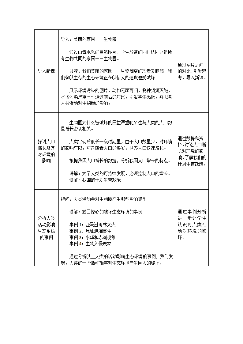 人教版七年级生物下册7.1 人类活动对生物圈的影响  教案.doc第2页