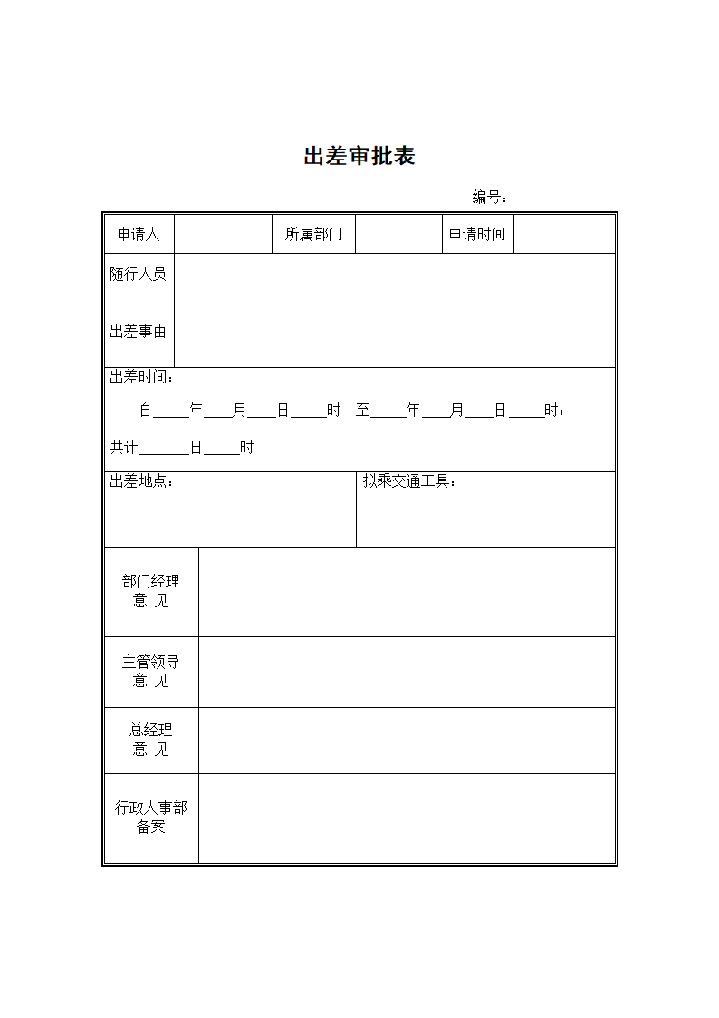 出差审批表第1页