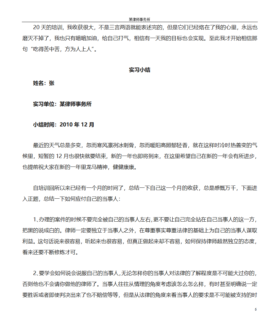 实习律师实习小结第6页