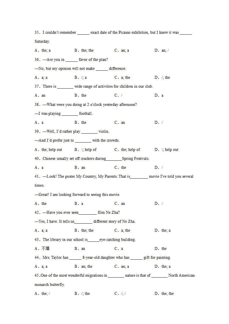 高考英语单项选择专项训练：冠词（含解析）.doc第4页