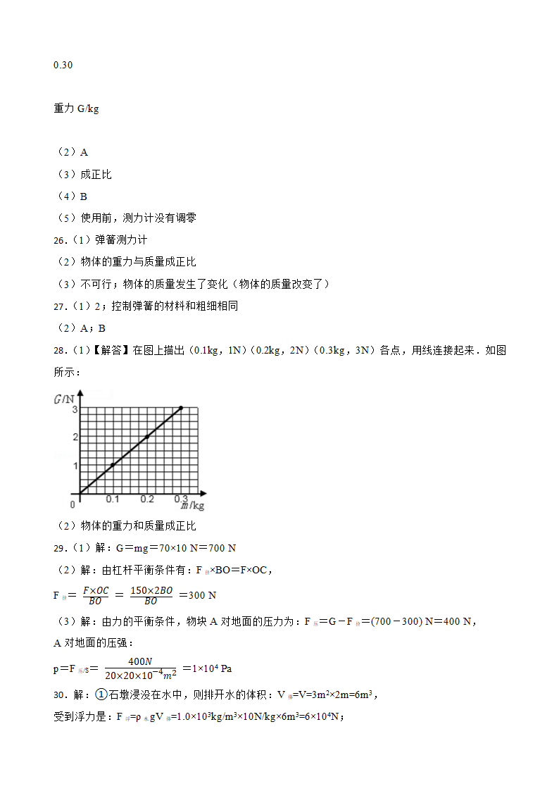 人教版八下物理第七章 《力》 单元测试卷（含答案）.doc第11页