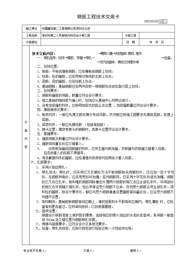 某医院内科综合大楼钢筋工程技术交底卡.doc第1页