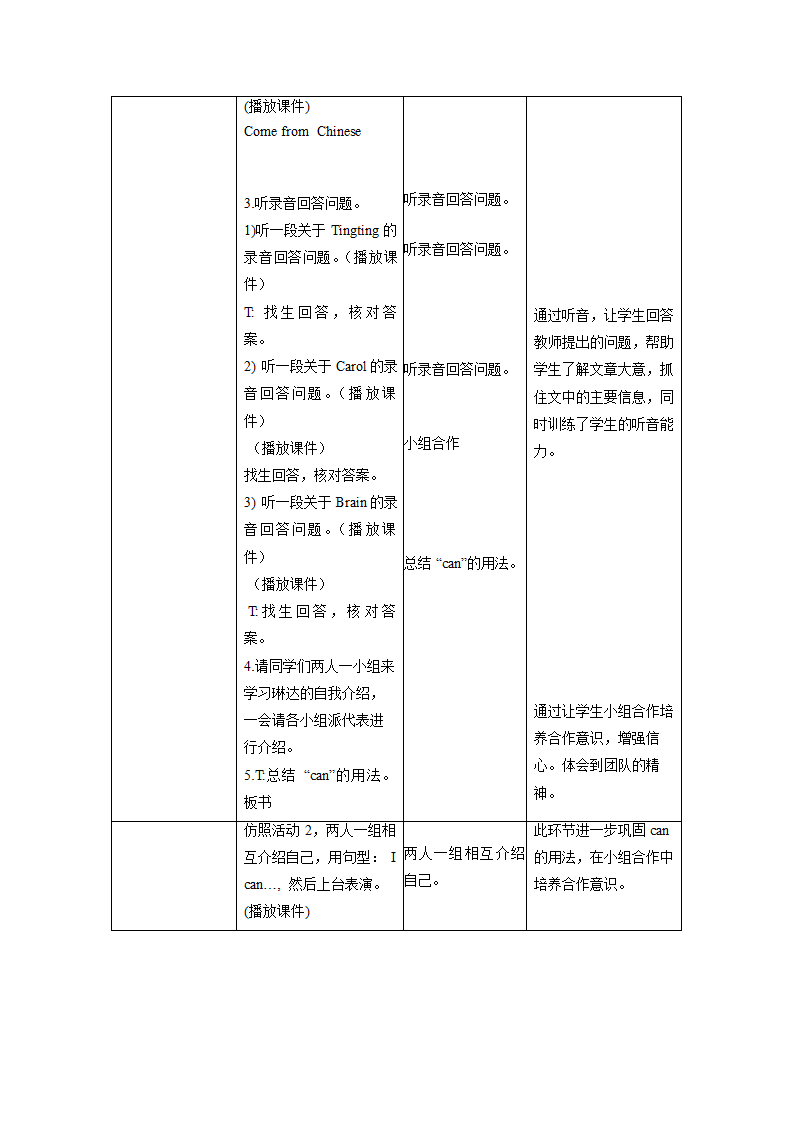 外研版英语（一年级起点）六年级上册 Module 5表格式教学设计.doc第7页