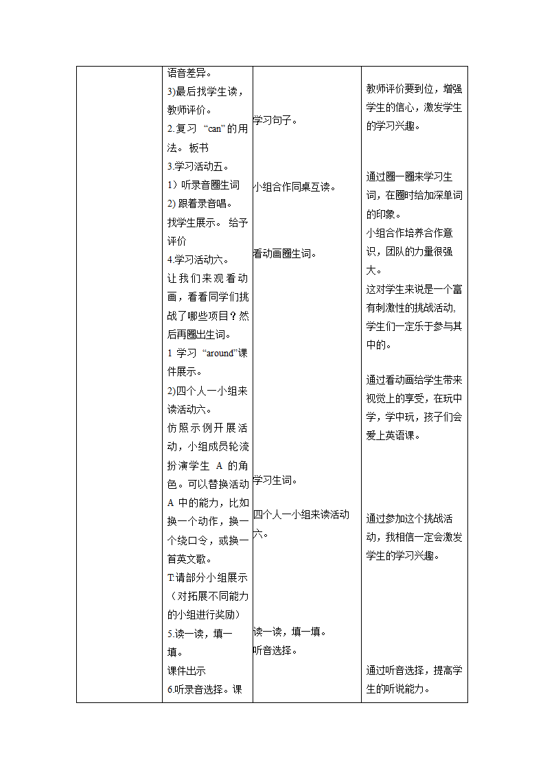 外研版英语（一年级起点）六年级上册 Module 5表格式教学设计.doc第10页