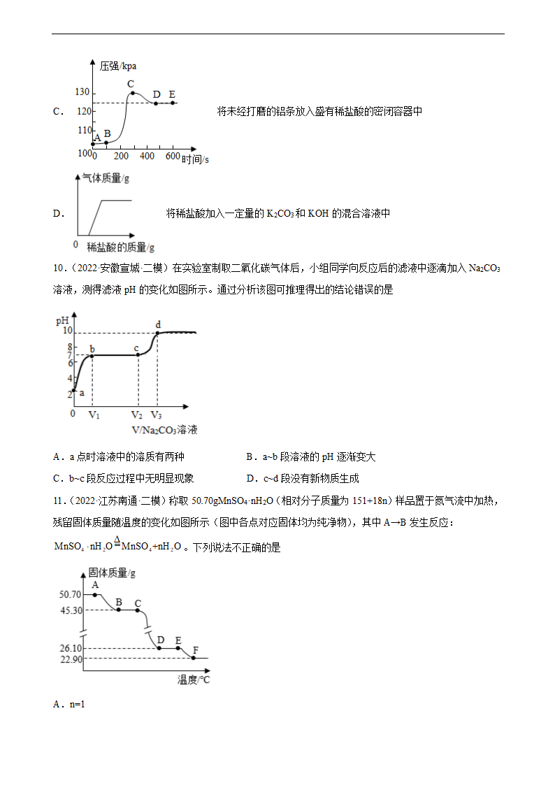 2022年中考化学二轮冲刺化学图像题（word版 含答案）.doc第5页