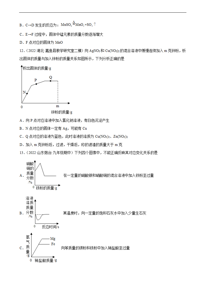 2022年中考化学二轮冲刺化学图像题（word版 含答案）.doc第6页