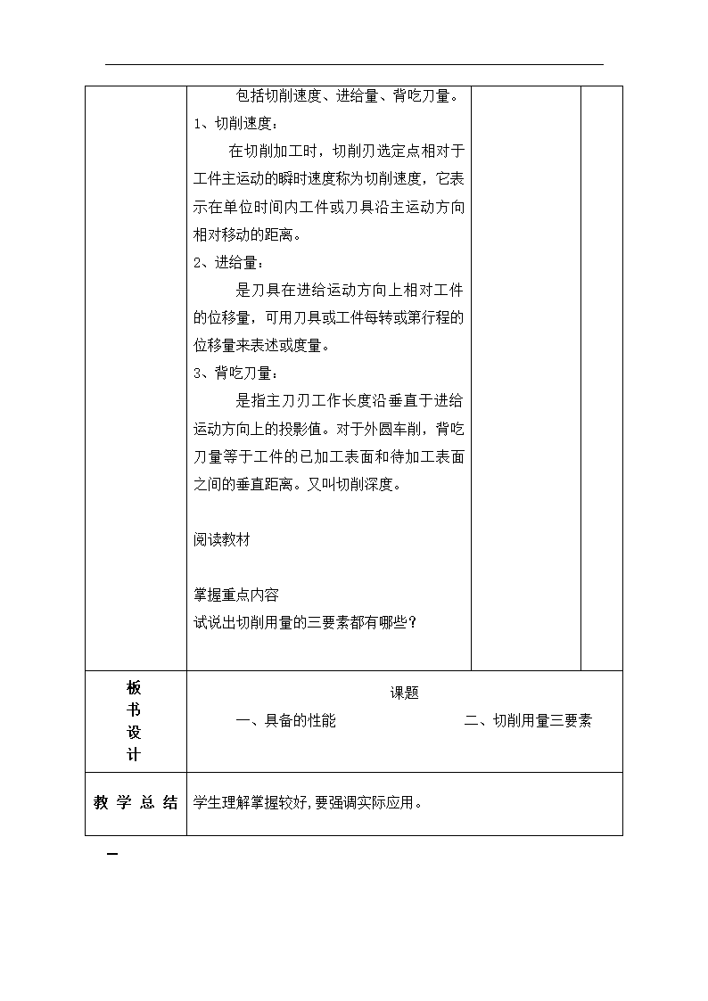 高教版《车工工艺学》1.3刀具材料和切削用量教案（表格式）.doc第2页