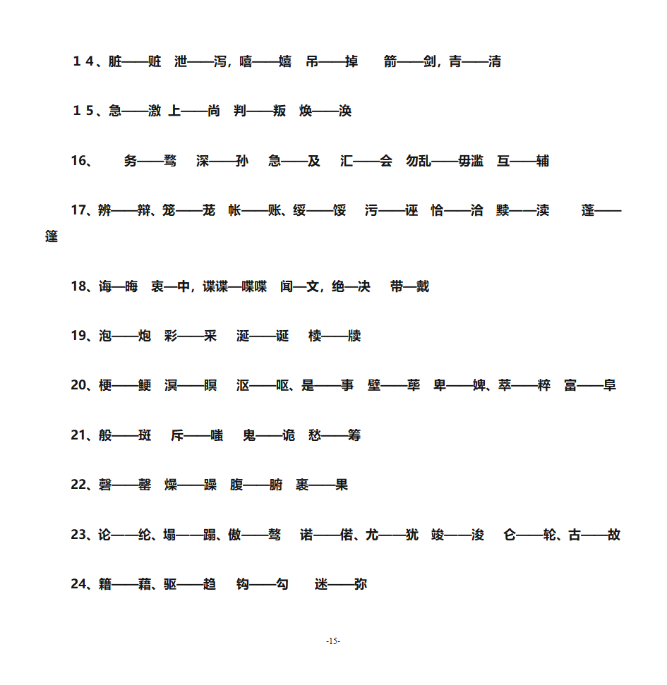 错别字练习第15页