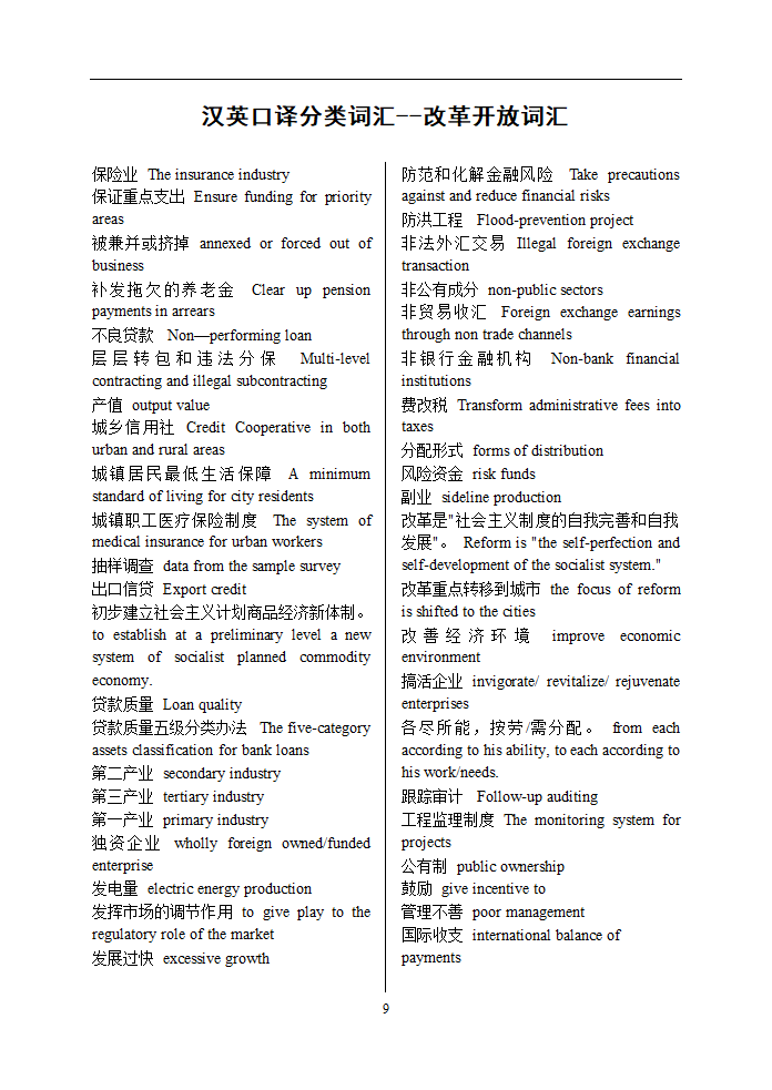 口译词汇改革开放词汇第1页