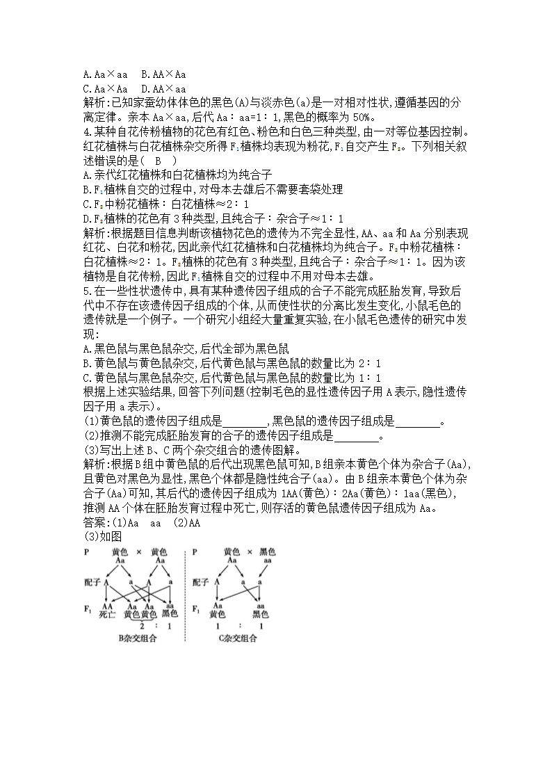 生物（2019版）必修二同步学案：1.1.2 分离定律及其应用.doc第8页