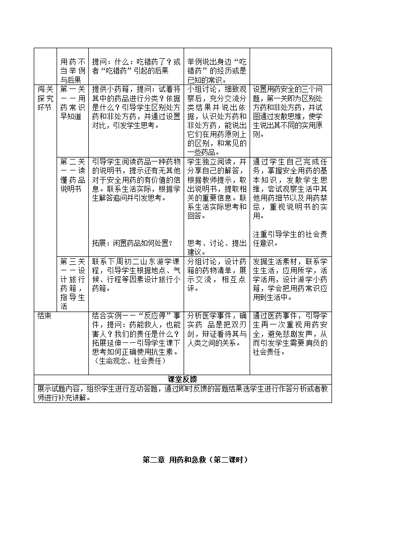 人教版生物八年级下册 第八单元 第二章 用药和急救  教案.doc第2页