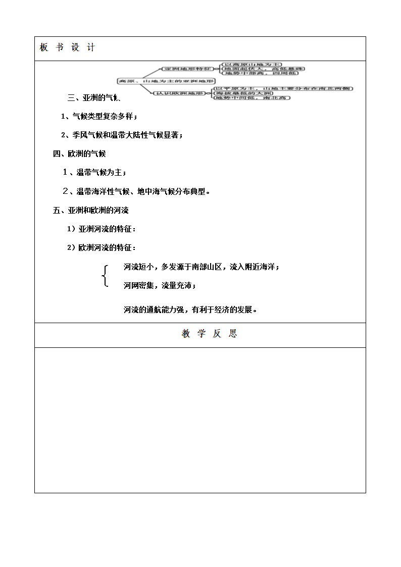 商务星球版初中地理七年级下册6.1 世界第一大洲 共3课时 教案（表格式）.doc第10页