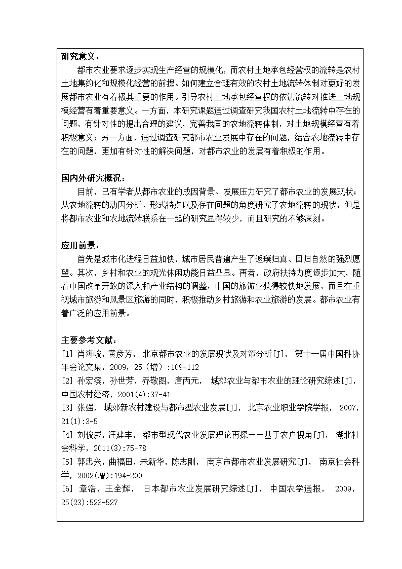 土地资源管理论文开题报告：农村土地流转与都市农业发展研究.doc第2页