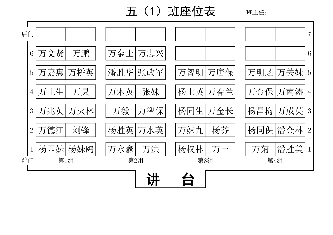 班级座位表第1页