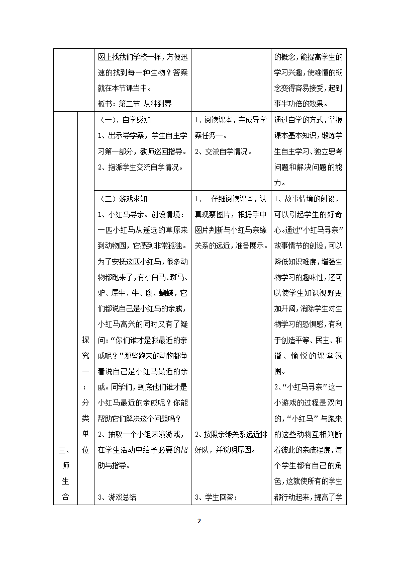 鲁科版（五四制）八年级下册生物 9.1.2从种到界  教案.doc第2页