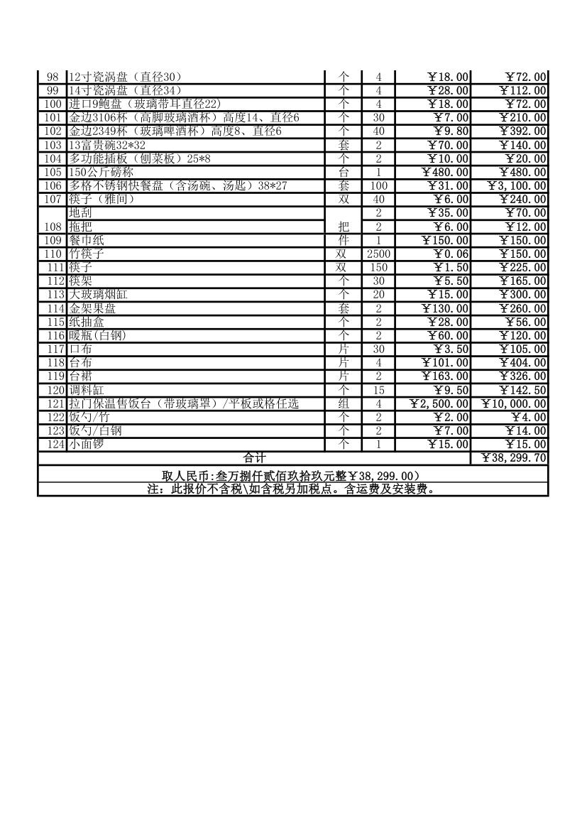 餐具报价第3页