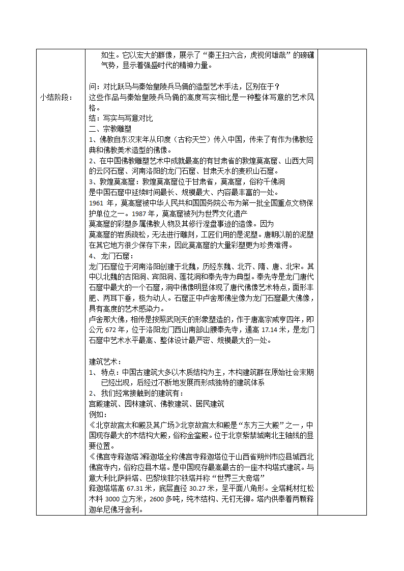 人教版初中美术九年级上册第一单元 第2课 异彩纷呈的中国古代雕塑、工艺和建筑   教案.doc第4页