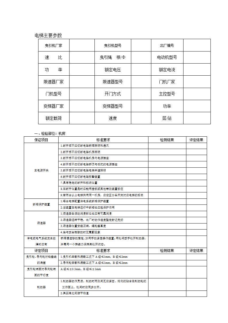 电梯检查表第2页