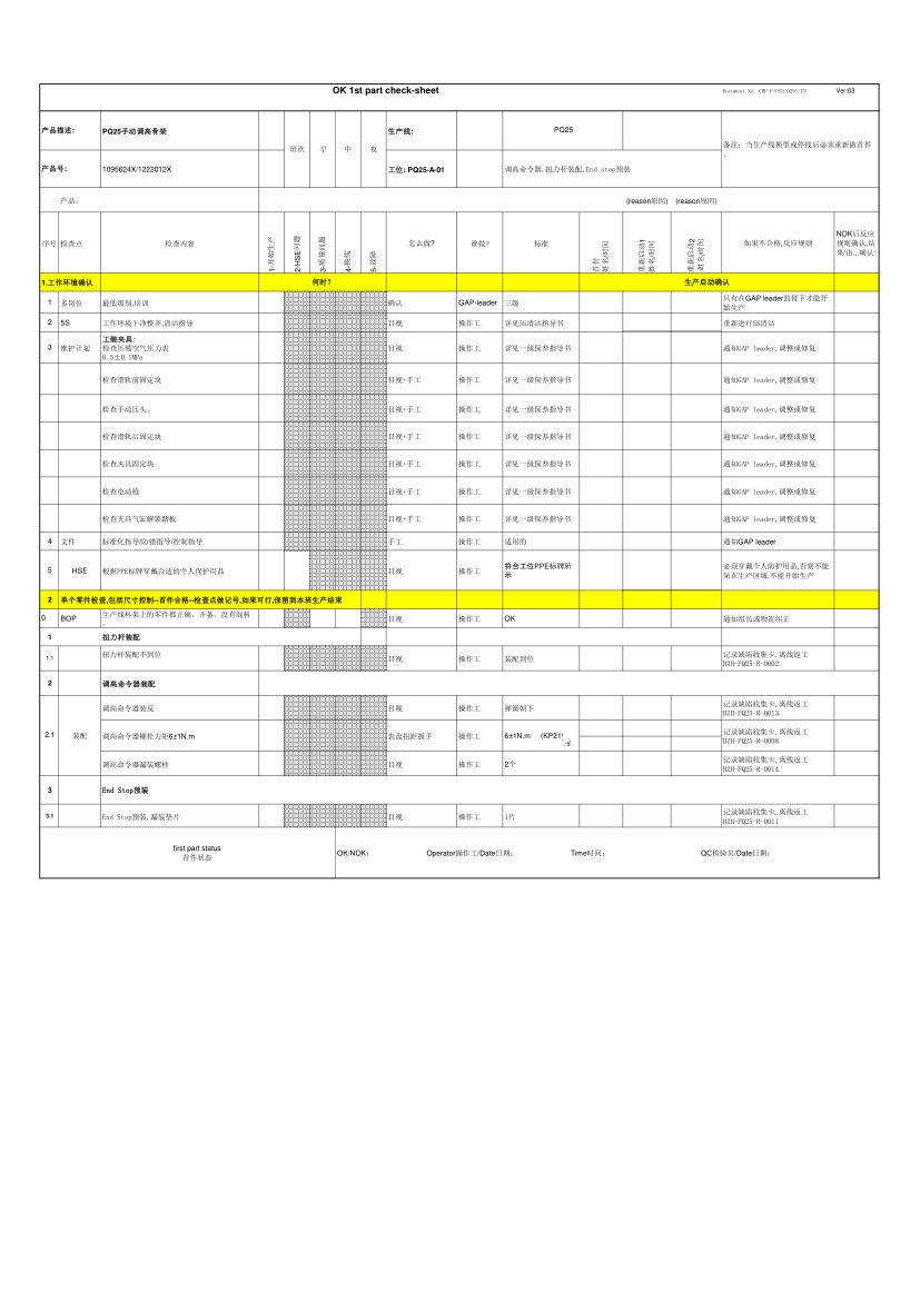 首件检查表第1页