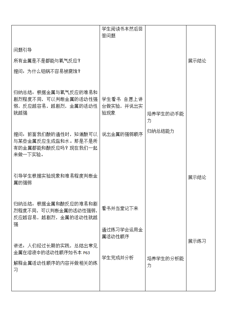 鲁教版九年级化学下册第九单元第二节 金属的化学性质 教案.doc第3页