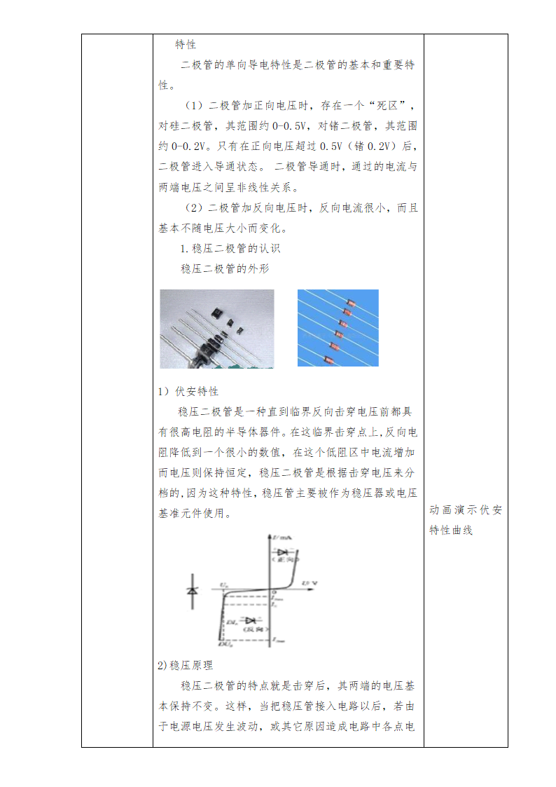 中职语文出版社《电子产品装配及工艺》项目一任务四稳压二极管、光敏二极管的检测 教案（表格式）.doc第2页