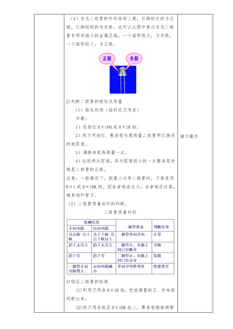 中职语文出版社《电子产品装配及工艺》项目一任务四稳压二极管、光敏二极管的检测 教案（表格式）.doc第4页