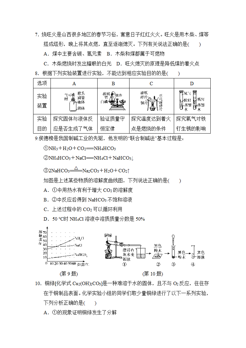 人教版化学九下全册复习学情评估(一)（含答案）.doc第2页