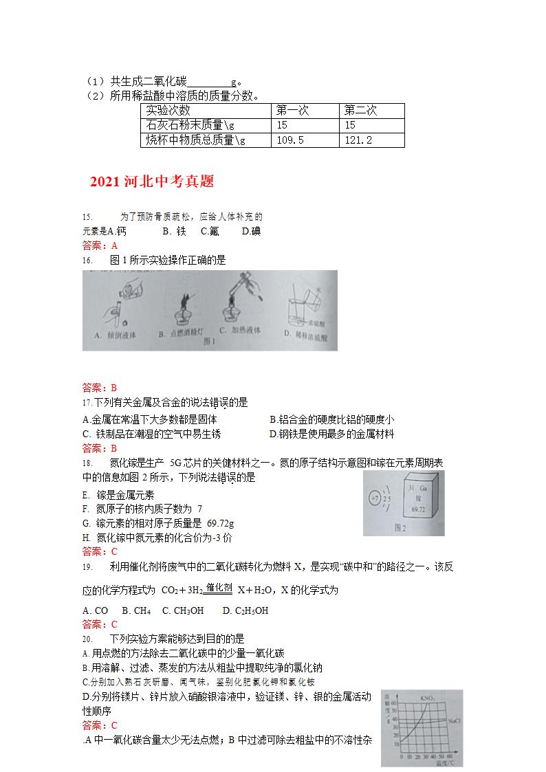 2021年河北省中考化学真题（word版，含答案）.doc第6页