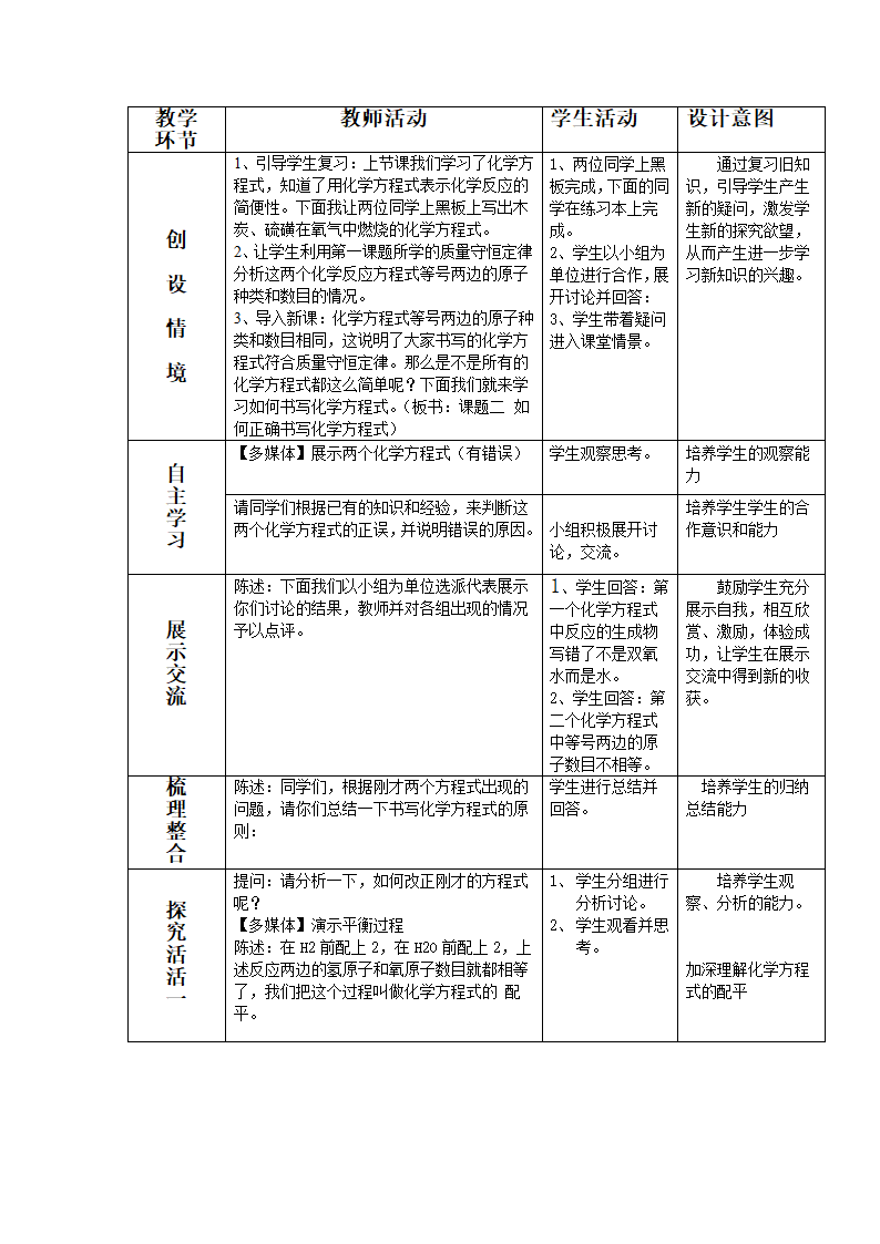 课题2如何正确的书写化学方程式教学设计.doc第2页