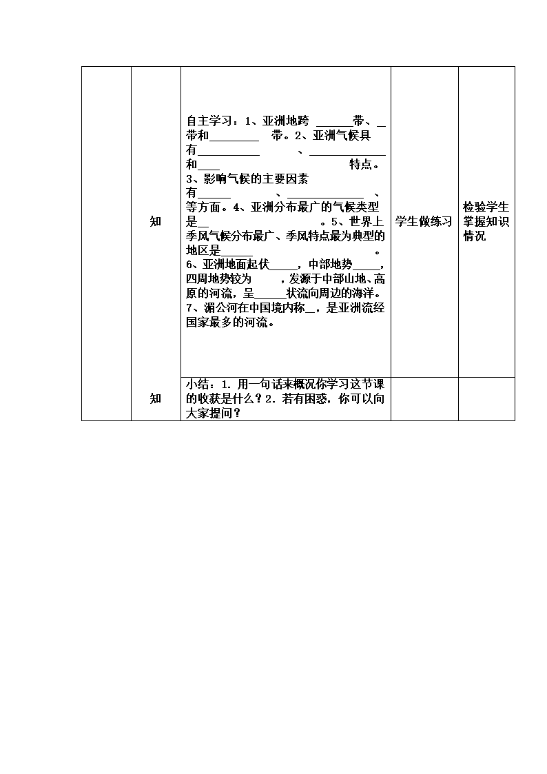 商务星球版初中地理七年级下册6.2 复杂多样的自然环境 教案 （表格式）.doc第5页