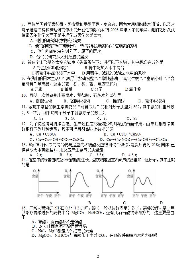 2004~2005学年九年级化学竞赛试卷[下学期].doc第2页