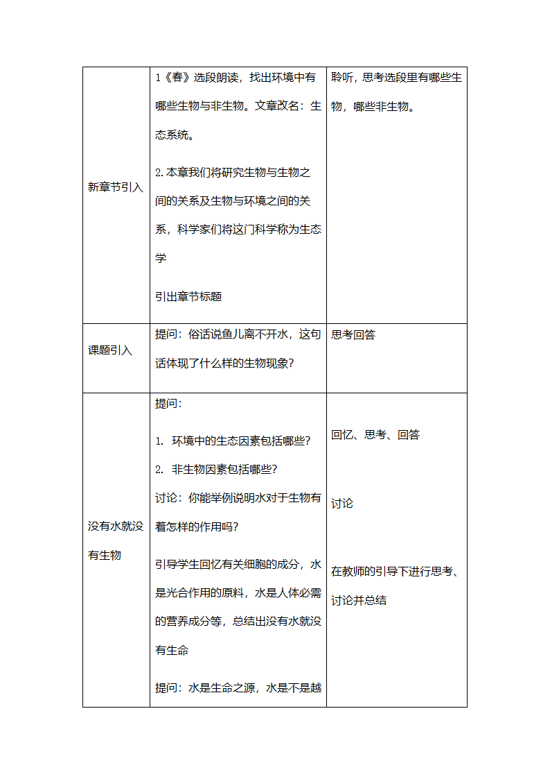 北师大版生物八年级下册 8.23.1 生物的生存依赖一定的环境 教案.doc第2页