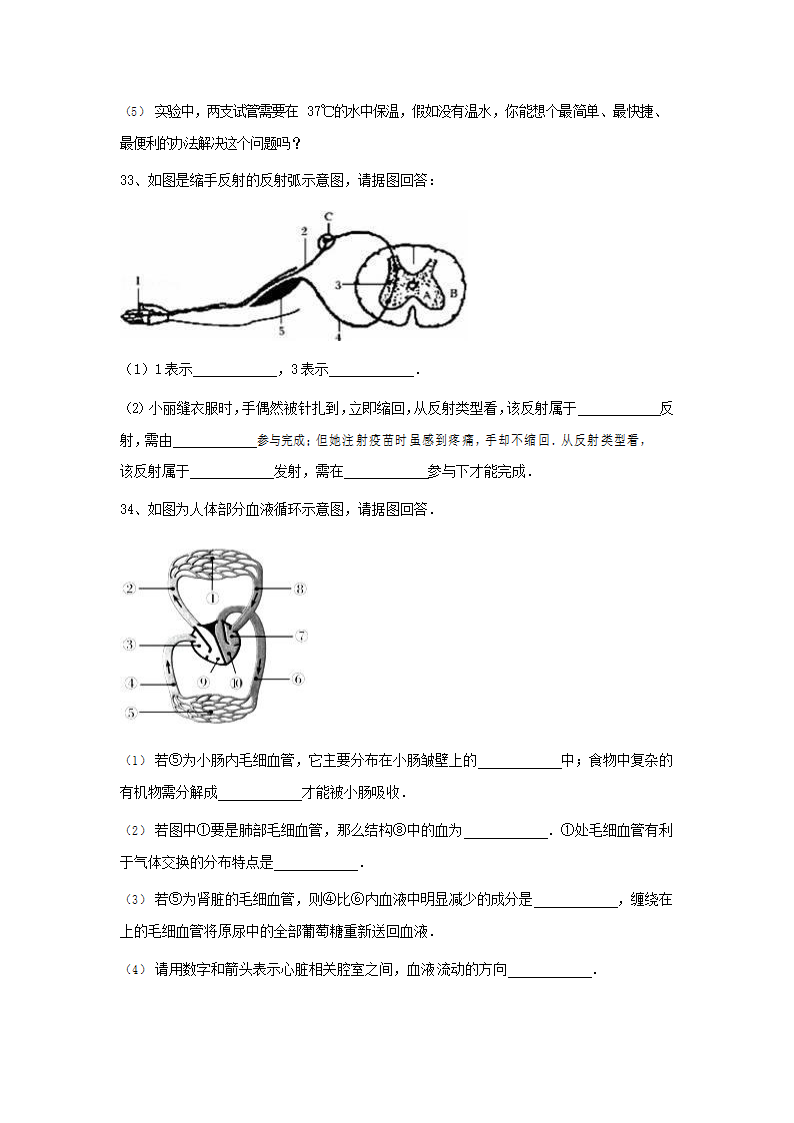 人教版七年级生物下册期末综合检测试卷试题（有答案）.doc第8页