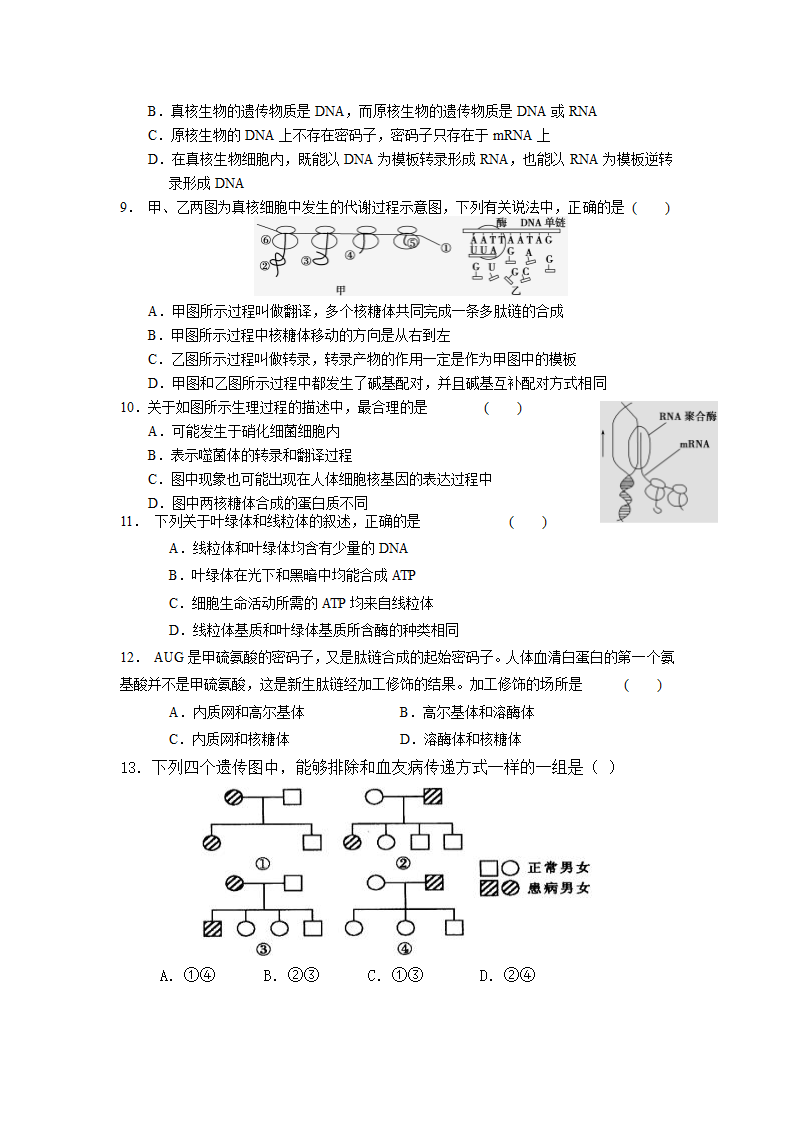 湖南省怀化市芷江一中2014届高三生物复习卷4.doc第2页