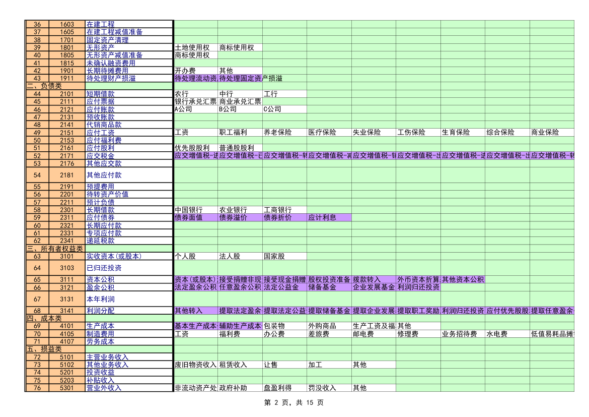 全套账财务账模板第2页