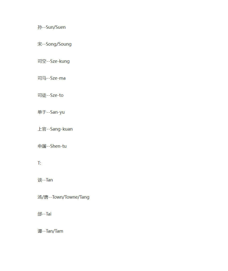 中文姓对应英文姓第15页