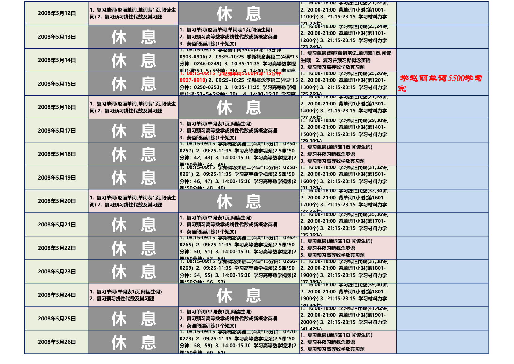 学习计划表第3页