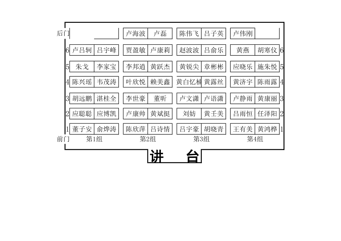 座位表模板第1页